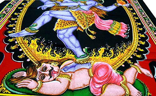 Dancing Shiva/Nataraja sequins Cotton Wall Hanging Yoga Painting : Size 43"x30" Inches - color: Dancing Shiva