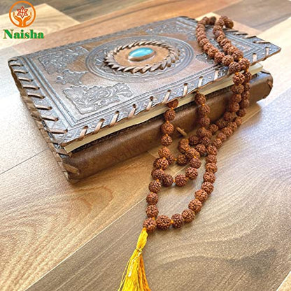 NAISHA Rudraksha Bracelet & Mala Set of 2, 5 Mukhi 108+1 Prayer Beads