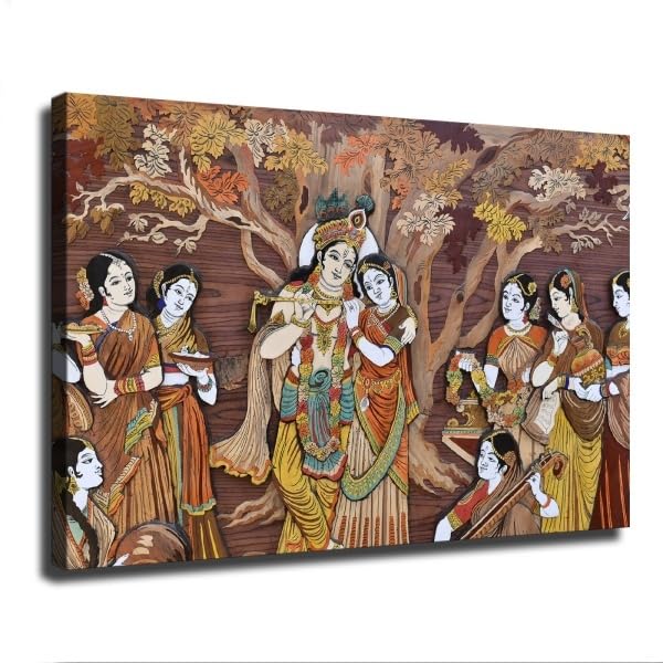 Radha Krishna Hindu Gods Canvas Posters Wall Art Home Living Room Bedroom Decor Mural (Frame 24in*36in) - size: Frame 24in*36in