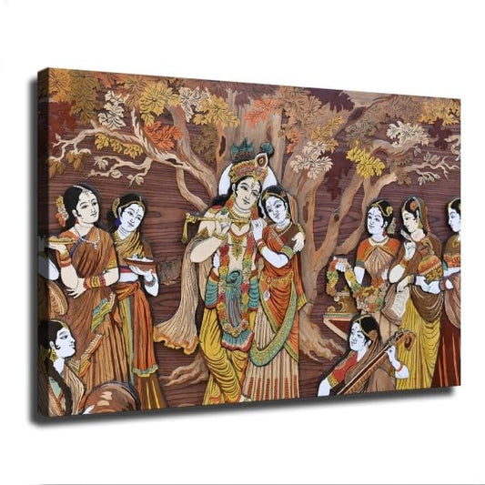 Radha Krishna Hindu Gods Canvas Posters Wall Art Home Living Room Bedroom Decor Mural (Frame 24in*36in) - size: Frame 24in*36in