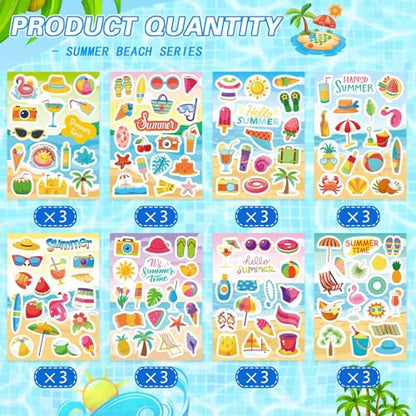 Summer Stickers Pool Beach Luau Hawaii Sun Stickers Ocean Beach Sticker - style: Summer Stickers