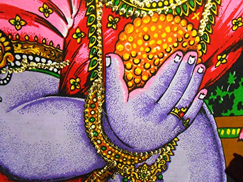 Ladoo Gopal Cotton sequin sitara batik Wall Hanging Painting : Size 43"x30" Inches - color: Laddoo Gopal - Bal Krishna