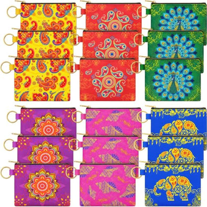 18 Pcs Indian Return Gift for Pooja Classic Indian Motifs Purse - style: Classic