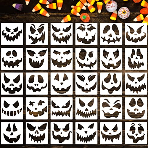 Pumpkin Face Stencils 6" Jack O Lantern Stencils Reusable Halloween Stencil - style: Halloween Face/6IN