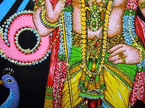 Kartikeya sequins sitara Cotton Wall Hanging Painting : Size 43"x30" Inches - color: Kartikeya