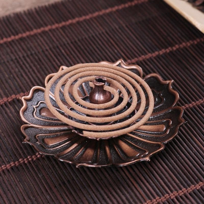 1 PC Incense Burner Lotus Shape Metal Burner Holder Incense Plate Stick Cone Incense Aromatherapy Craft (Green) - color: Green