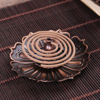 1 PC Incense Burner Lotus Shape Metal Burner Holder Incense Plate Stick Cone Incense Aromatherapy Craft (Green) - color: Green