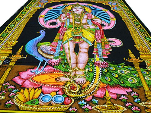 Kartikeya sequins sitara Cotton Wall Hanging Painting : Size 43"x30" Inches - color: Kartikeya