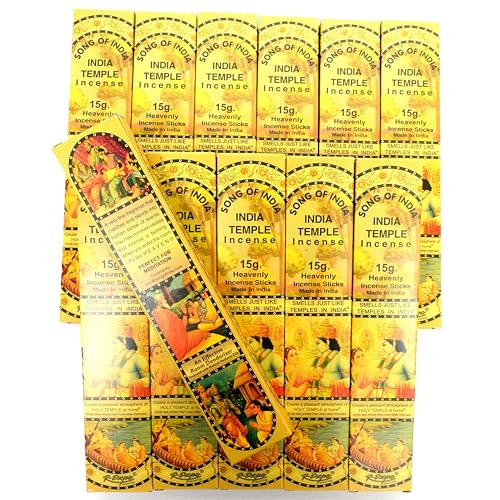India Temple Incense Sticks 15g - Pack of 24 | Natural & Aromatic Indian Incense for Wellness, Meditation, Yoga, Relaxation & Spiritual Use