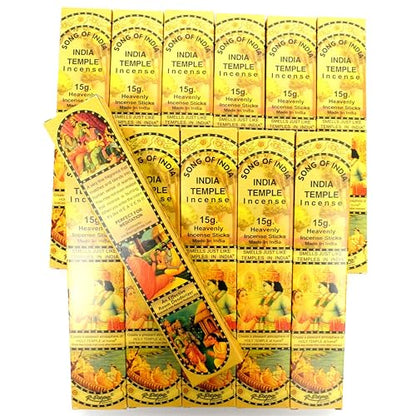 India Temple Incense Sticks 15g - Pack of 24 | Natural & Aromatic Indian Incense for Wellness, Meditation, Yoga, Relaxation & Spiritual Use