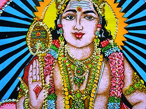 Kartikeya sequins sitara Cotton Wall Hanging Painting : Size 43"x30" Inches - color: Kartikeya
