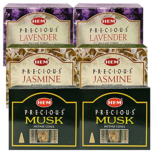 Lavender Jasmine Musk Incense Cones & Holder Bundle Variety Pack from Hem Trumiri Insense Insence - color: Lavender & Jasmine & Musk