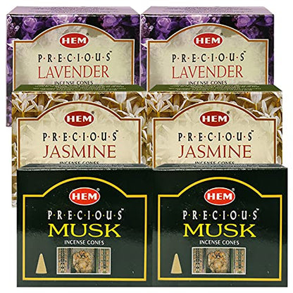 Lavender Jasmine Musk Incense Cones & Holder Bundle Variety Pack from Hem Trumiri Insense Insence - color: Lavender & Jasmine & Musk