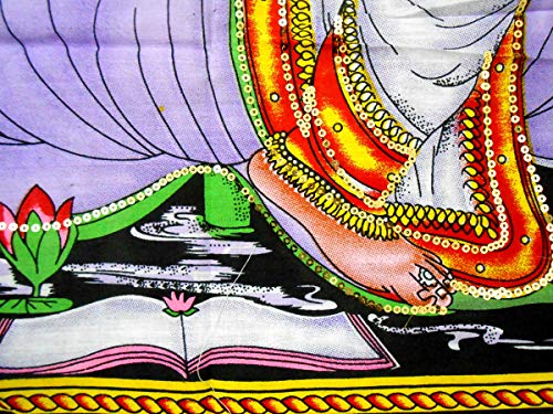 Goddess Saraswati batik sequins Cotton Wall Hanging yoga Painting : Size 43"x30" Inches - color: Saraswati