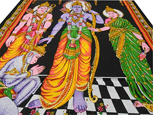Ram Darbar religious batik Cotton Wall Hanging Painting : Size 43"x30" Inches - color: Ram Darbar