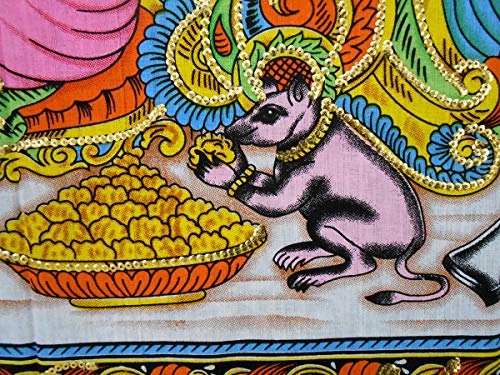 Ganesha/Ganpati religious Cotton Wall Hanging Painting : Size 43"x30" Inches - color: Ganesha