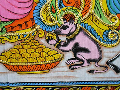 Ganesha/Ganpati religious Cotton Wall Hanging Painting : Size 43"x30" Inches - color: Ganesha