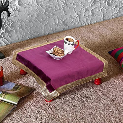 Indian Consigners Purple Wine Velvet Cloth with Golden Shinny Border, Aasan, Alter, Altar, Tarot Table Cloth Holy Square Tablecloth
