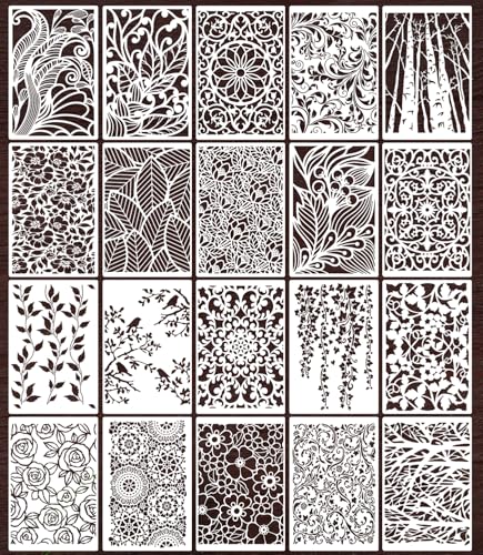 Stencils for Crafts Reusable Texture Stencils for Painting 12"x8" - style: Floral