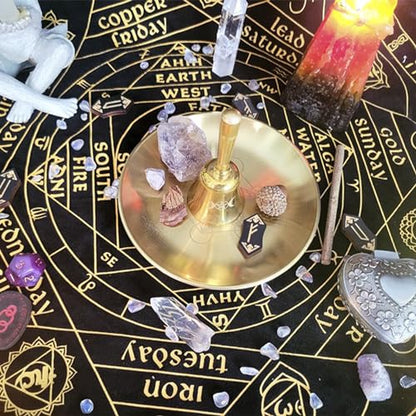 5.5 Inch Golden Decorative Bowl - Life Tree Prayer Ritual Plate Great fo Altar Use, Incense Burner, Smudging Bowl, Offering Bowl, Jewelry Plate - style: Life Tree