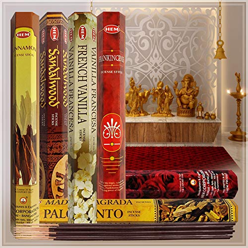 Hem Incense Sticks Variety Pack #22 and Incense Stick Holder Bundle with 6 Most Desired Fragrances - color: Six Popular 1