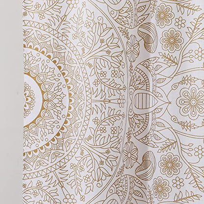 Popular Handicrafts Indian Hippie Mandala Bohemian Beautiful Sketch Window Drapery Curtain Bedroom Living Room Balcony Valance Panels White Gold