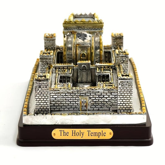 Holy Temple Model for Home Decor Holy Temple Sculpture for Desktop Religious Israel Temple Model Church Ornament Jerusalem Building Figurine for Office Decor - color: Silver