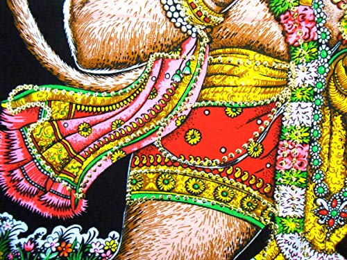 Flying Lord Hanuman Cotton Wall Hanging Painting : Size 43"x30" Inches - color: Hanuman