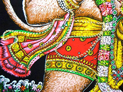 Flying Lord Hanuman Cotton Wall Hanging Painting : Size 43"x30" Inches - color: Hanuman