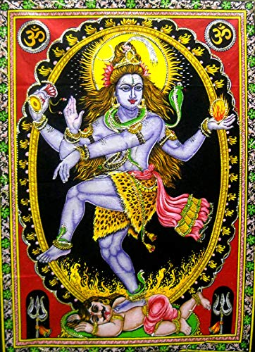 Dancing Shiva/Nataraja sequins Cotton Wall Hanging Yoga Painting : Size 43"x30" Inches - color: Dancing Shiva