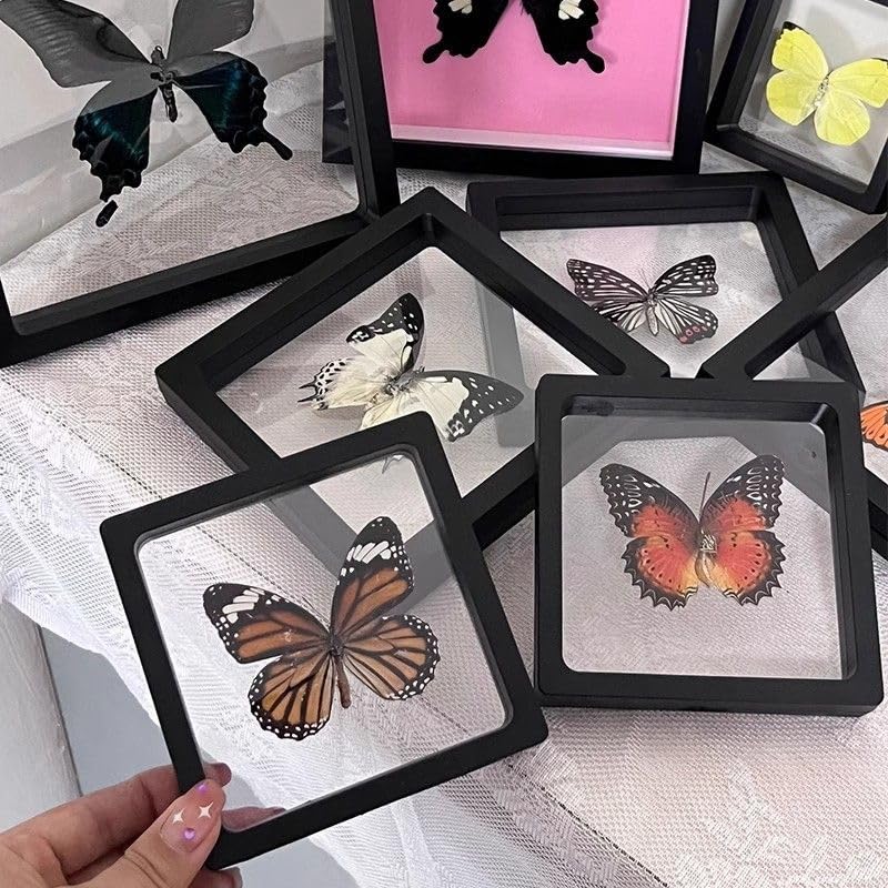 20Pcs Floating Frame Display Case——BSELUTNGY 3D Floating Display Case 4.33 Inches Black is Perfect for Preserving and Displaying Jewelry, Coins, Badges, Specimens and Various Collectible - size: 4.33in*4.33in